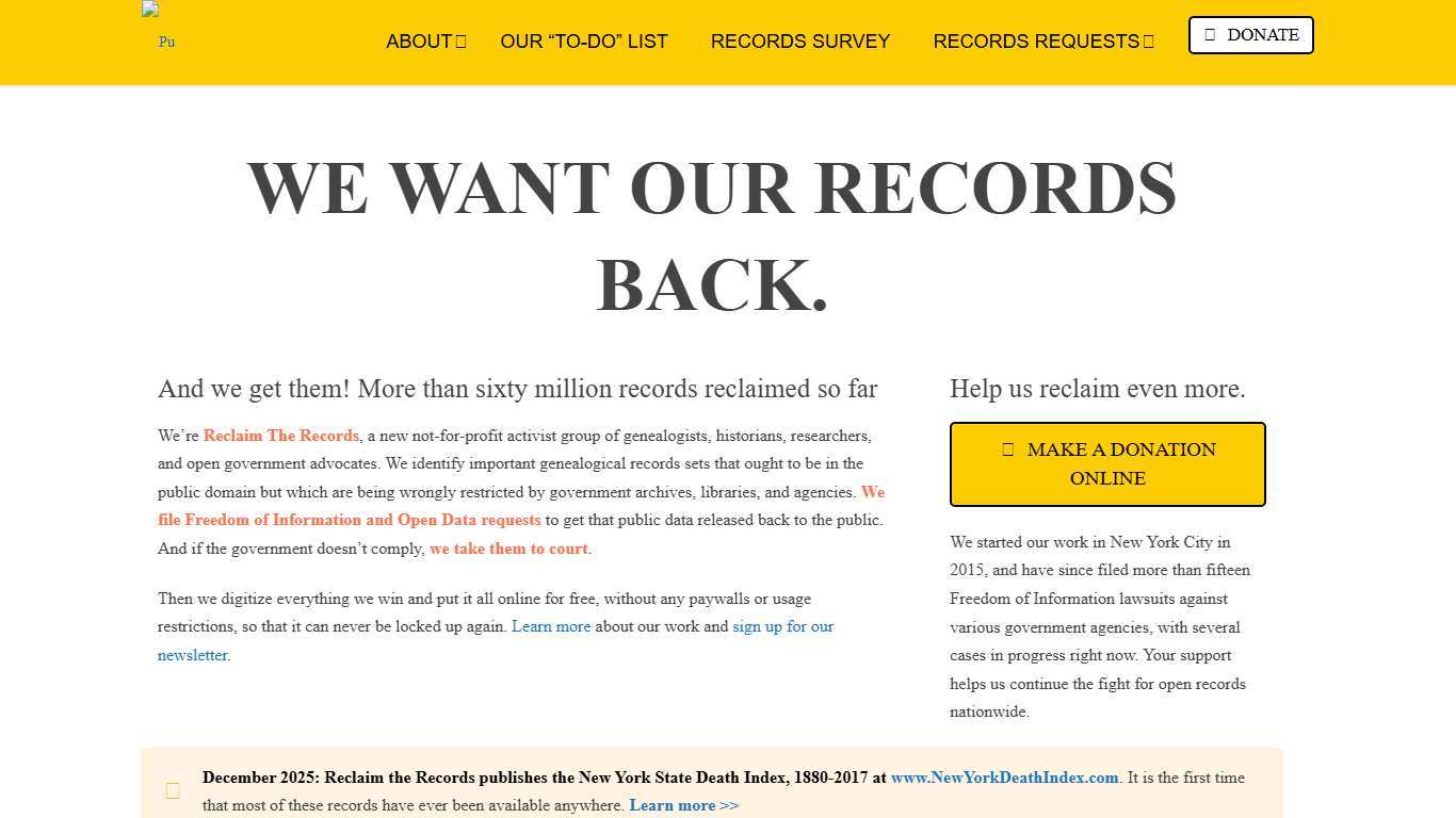 Reclaim The Records: Public Data for Public Use - Reclaim The Records